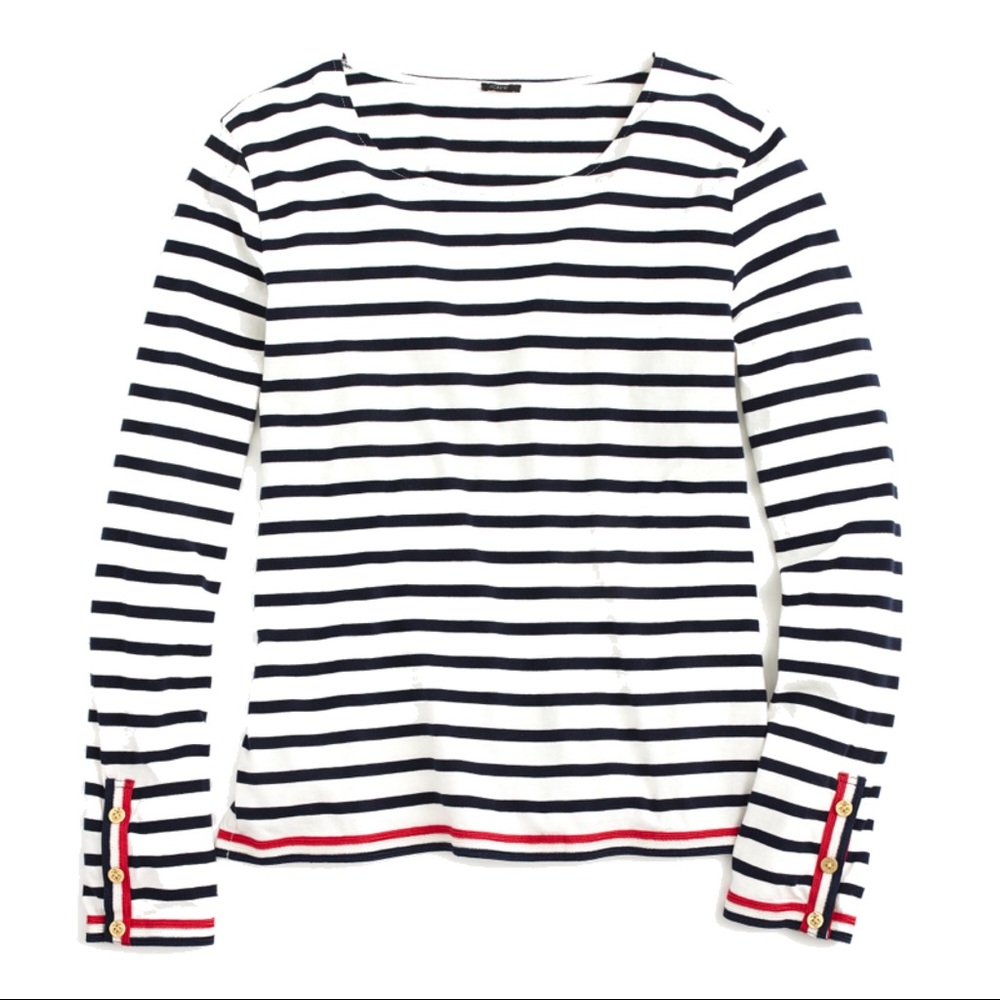 J.Crew nautical striped grosgrain trimmed tee, M